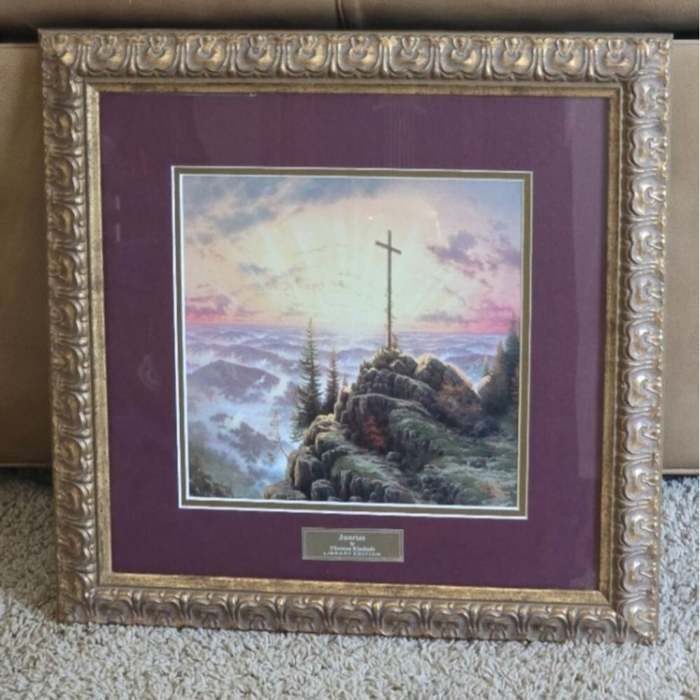 Sunrise Thomas Kinkade Library Edition Cross, Mountain, Morning | Inspirational